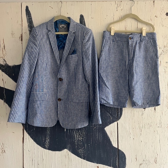 APPAMAN CABANA STRIPE SPORT JACKET & TROUSER SHORTS SZ; 12-14 - Picture 1 of 15